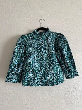 SLV Sur La Vague Forget Me Not Puff Sleeves Blouse